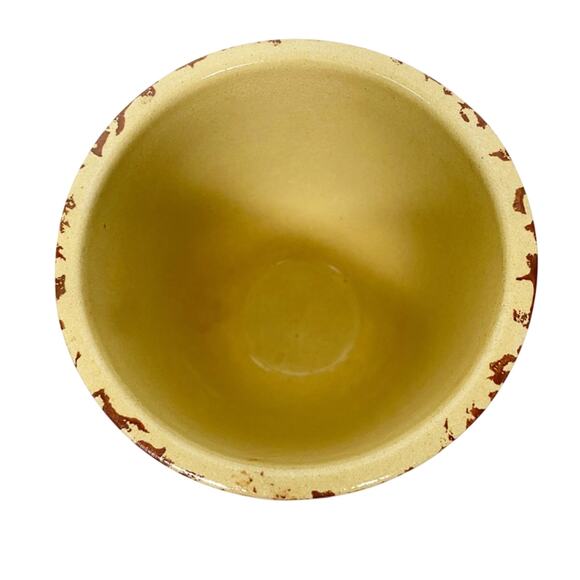 vintage brown tan spongeware pot stoneware crock art pottery 5.5" tall - Picture 5 of 8